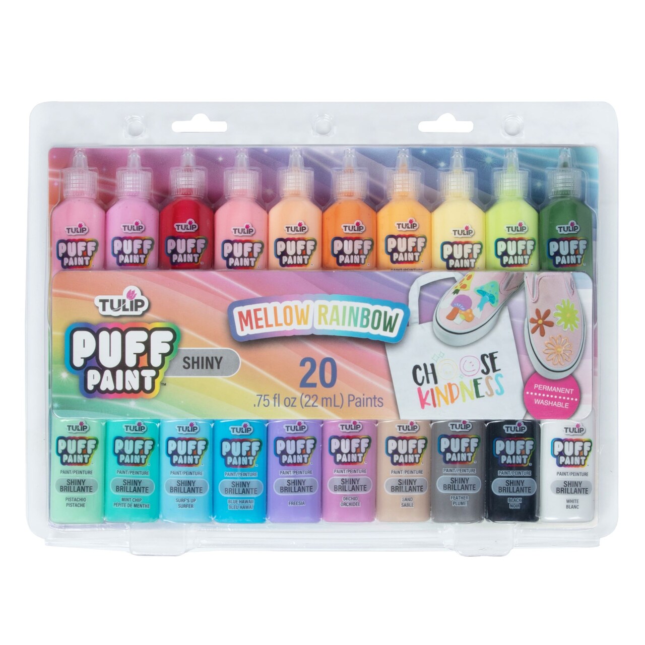 Tulip Puff Paint Mellow Rainbow, Multi-Surface Craft Paint, .75 fl oz 20 Pack